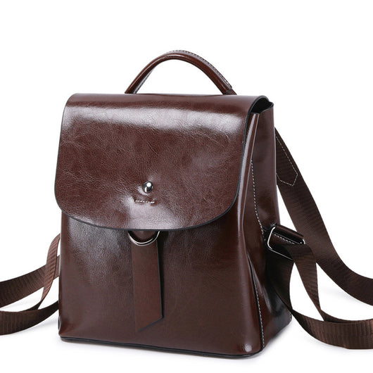 Mochila de Cuero Genuino con Contraste de Colores - Estilo Europeo - Image 3