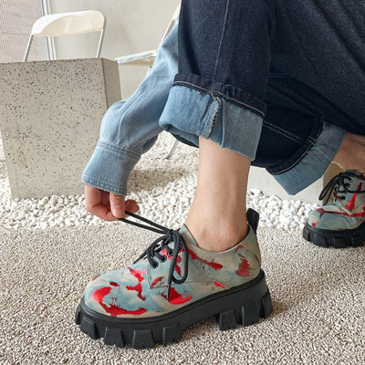 Zapatos Casuales Tipo Plataforma con Cuña y Punta Redonda en Camuflaje - Image 3