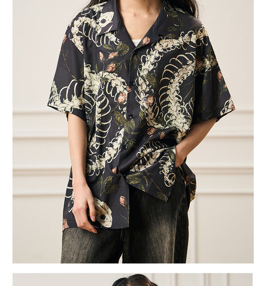 Camisa Cubana de Manga Corta con Patrón de Hueso de Serpiente - Diseño Original - Image 16