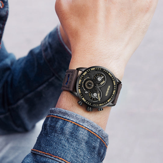 Reloj Cronógrafo de Tres Esferas con Calendario - Diseño Moderno y Personalidad