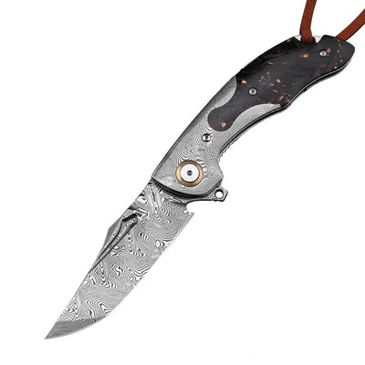 Cuchillo Plegable de Supervivencia Camping - Acero Damasco Alta Dureza - Image 8