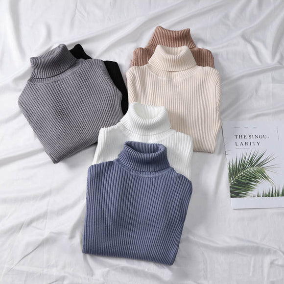Suéter Cuello Alto Mujer Tejido Térmico Invierno