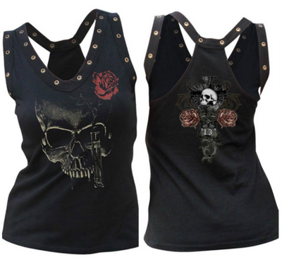 Musculosa Calavera Rosa con Tachas - Image 2