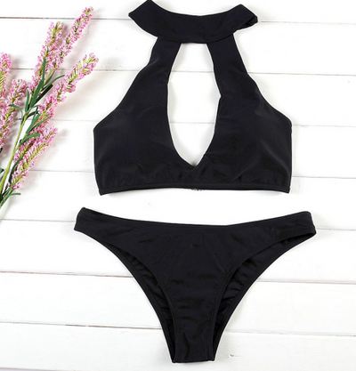 Conjunto de Bikini Hueco con Cierre Frontal y Abertura Lateral Sexy - Image 5