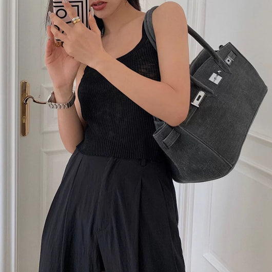Bolsa Vintage de Tela Denim - Estilo Casual Desenfadado - Image 3