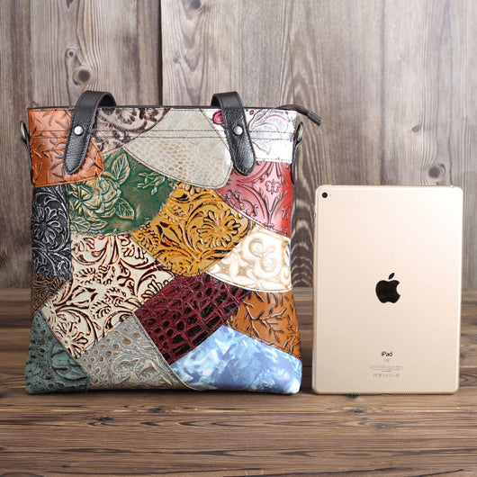 Bolso de Cuero con Diseño Asimétrico y Costura Decorativa para Mujer - Image 3