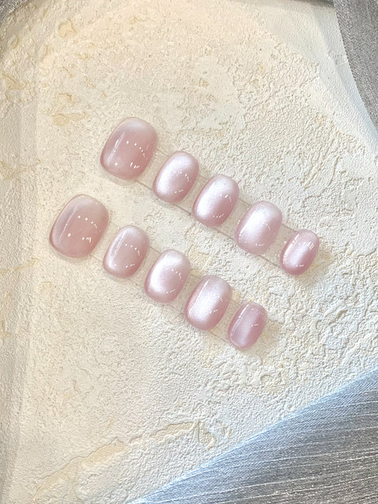 Adhesivos de Uñas Cortas Diseño Ojo de Gato Flor de Cerezo - Image 3