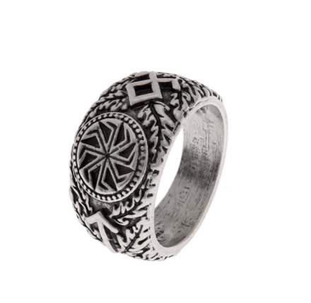 Anillo Nórdico de Runas Vikingas para Hombre en Plata Antigua