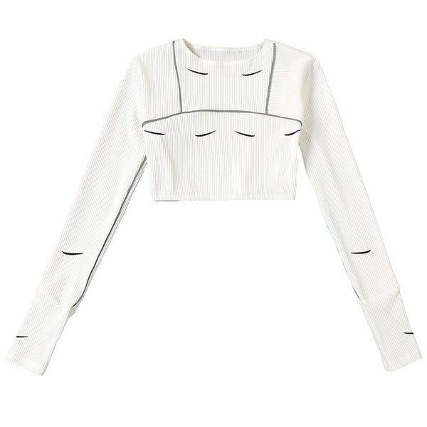 Camiseta Manga Larga Cuello Redondo Ajustada para Mujer - Image 33