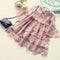 Vestido Infantil Princesa Coreano con Encaje y Mangas Trompeta