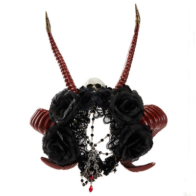 Diadema de Cuernos de Demonio Gótico - Accesorio Halloween Calavera Roja - Image 6