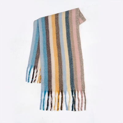 Bufanda de Rayas Multicolor Estilo Coreano para Invierno - Image 6