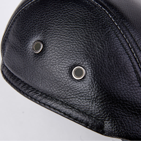 Boina de Cuero Genuino para Hombre con Protección para Orejas