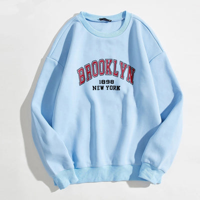 Blusa Suelta de Manga Larga con Letras - Diseño Rejuvenecedor en Colores Sólidos - Image 3