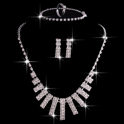 Juego de Joyas con Cristales: Collar, Aretes, Anillo y Pulsera para Mujer - Image 6