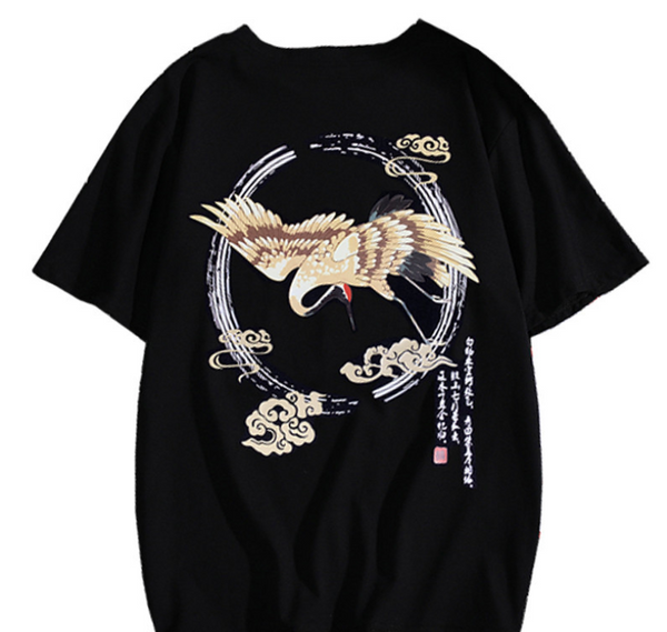 Playera Hip Hop Estilo Chino Grúa de Manga Corta - Image 13