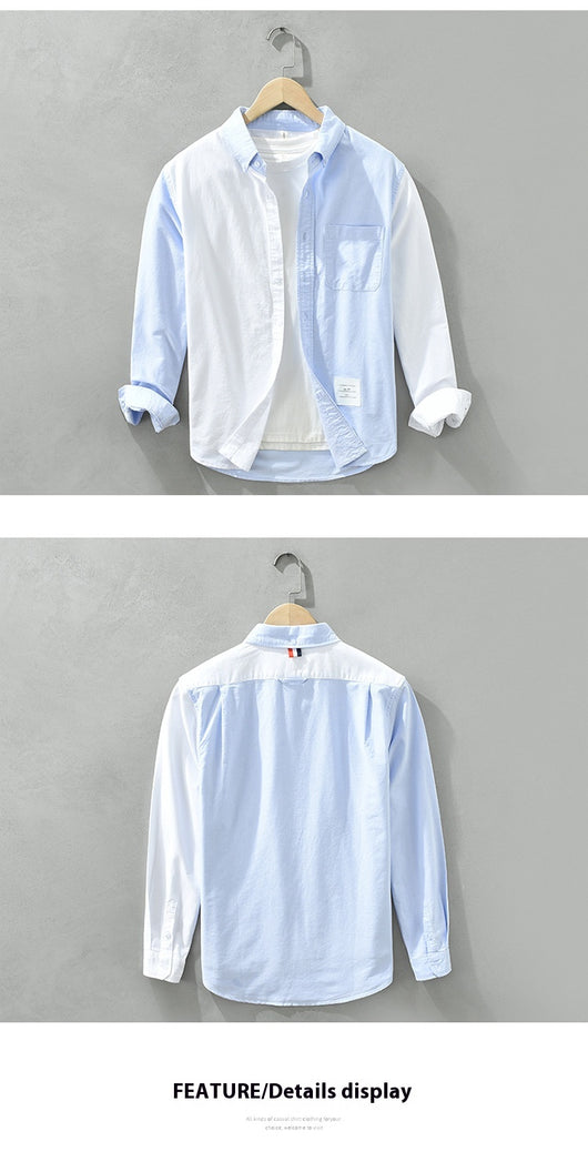 Camisa Casual de Manga Larga con Combinación de Colores Japonesa - Image 8