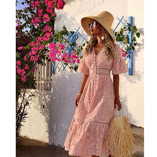 Vestido Slim Escote en V con Encaje Sensual - Image 10