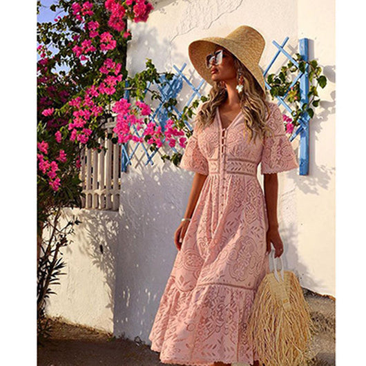 Vestido Slim Escote en V con Encaje Sensual - Image 10
