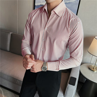 Camisa de Vestir Hombre Talla Grande a Rayas sin Planchado - Image 7