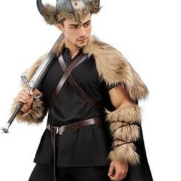 Traje Vikingo Completo con Capa, Chal y Botas de Lana Artificial - Image 2