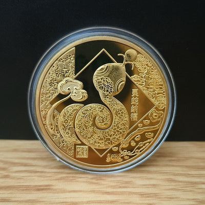 Medalla Conmemorativa Año de la Serpiente Chapada en Oro y Plata - Image 8