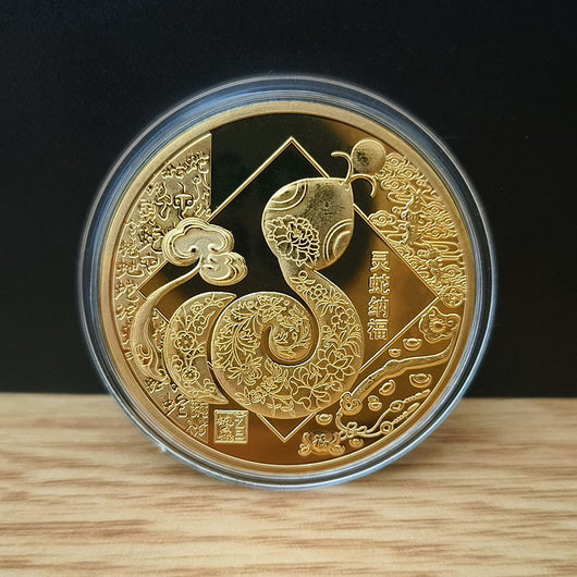 Medalla Conmemorativa Año de la Serpiente Chapada en Oro y Plata - Image 8