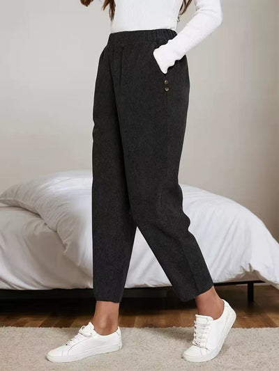 Pantalones Rectos de Cintura Alta con Bolsillos en Pana - Image 13