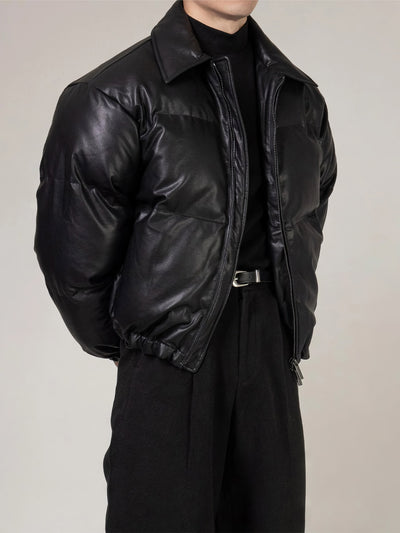 Chaqueta Acolchada de Cuero PU con Cuello Alto y Relleno Extra - Image 6