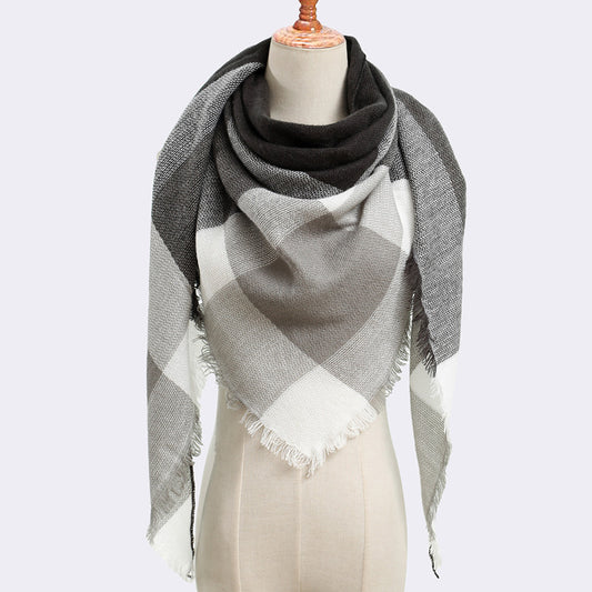 Bufanda de Cashmira Artificial Otoño Invierno Triangular Pareja Cuadros Cálida
