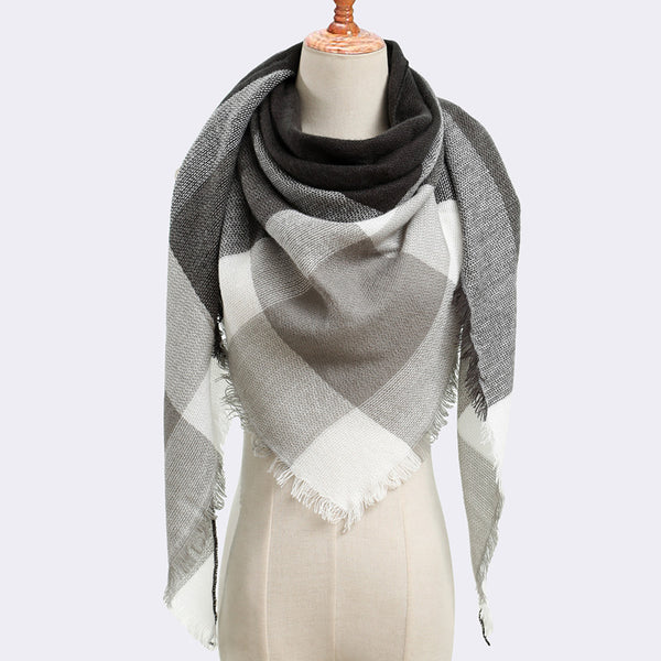 Bufanda de Cashmira Artificial Otoño Invierno Triangular Pareja Cuadros Cálida