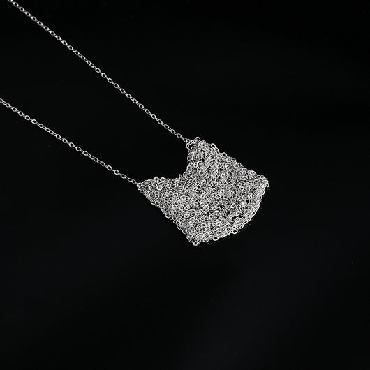 Collar de Plata Esterlina con Diseño de Bolsa de la Suerte para Mujer - Image 5