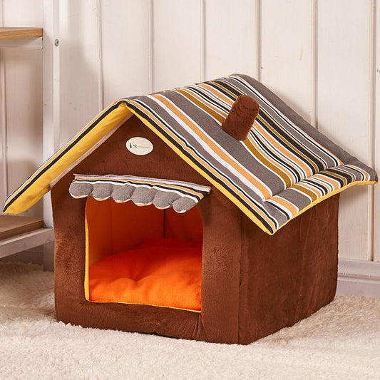 Casa para Mascotas con Funda Removible y Diseño de Rayas - Cama Cómoda para Perros y Gatos Pequeños y Medianos - Image 2