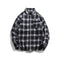 Camisa de Cuadros con Bloques de Color y Solapa Estampada