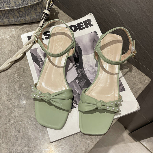 Sandalias Hada Perla Versátiles con Falda y Talón Grueso - Image 2