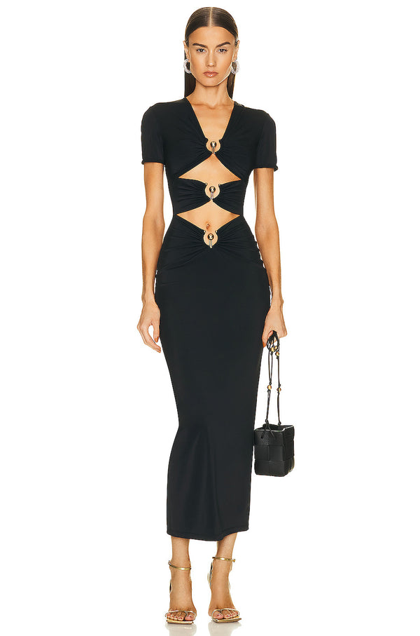 Vestido Bandage Elegante de Verano con Accesorios Metálicos - Ajuste Slim