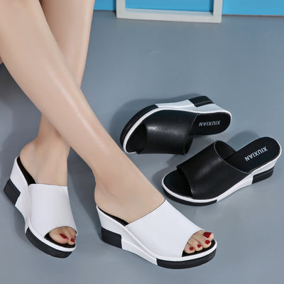 Sandalias de Cuero con Plataforma Gruesa para Mujer - Cómodas y Elegantes
