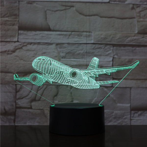 Lámpara 3D Holográfica Avión Personalizada - Luz Nocturna LED para Niños