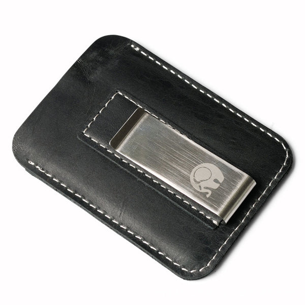 Cartera Minimalista de Cuero Vintage con Detalles Metálicos