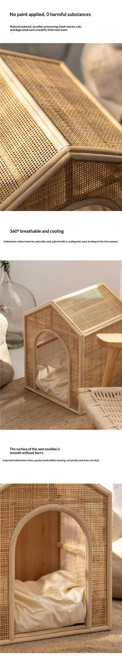 Casa Cama de Ratán Tejido para Gatos - Refugio Fresco y Ventilado - Image 7