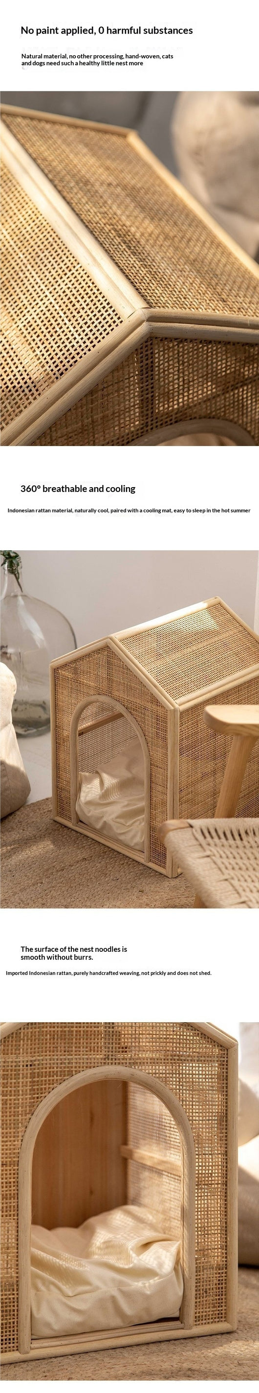 Casa Cama de Ratán Tejido para Gatos - Refugio Fresco y Ventilado - Image 7