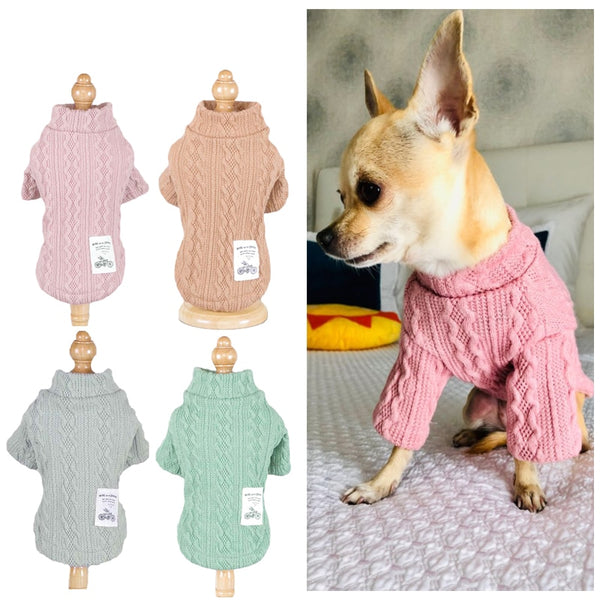 Suéter Tejido para Perro - Colores Puros Otoño Invierno