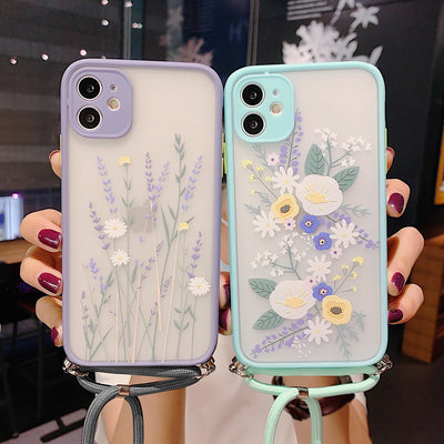Funda para iPhone XS Max con Correa Floral Lavanda