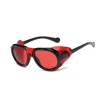 Gafas de Cuero Rojo con Remaches Metálicos - Image 5