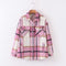 Chaqueta Camisa de Lana a Cuadros con Solapa para Mujer
