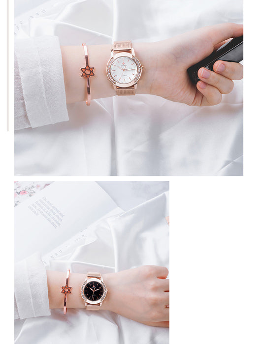 Reloj de Cuarzo para Mujer con Malla Metálica y Cristales Brillantes - Image 4