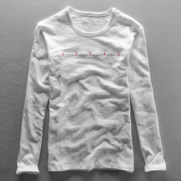 Camiseta Hombre Cuello Redondo Bambú-Algodón Estilo Japonés