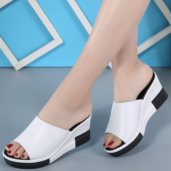 Sandalias de Cuero con Plataforma Gruesa para Mujer - Cómodas y Elegantes