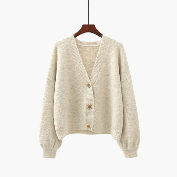 Cardigan cuello V con mangas farol