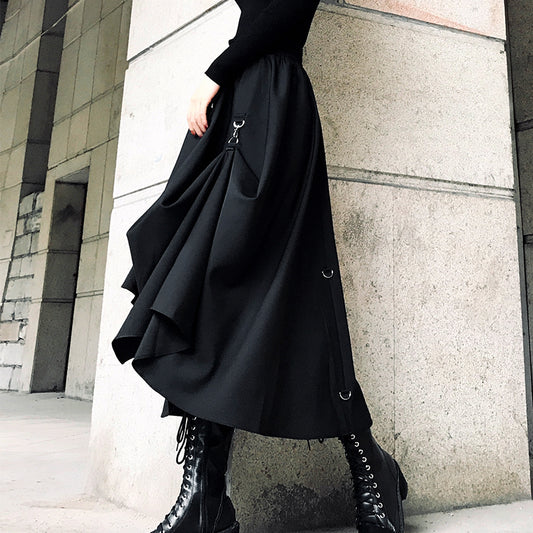 Falda Midi Negra Elegante Ajustada Clásica
